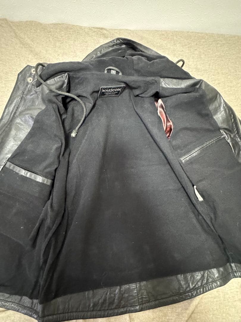 デグナー ROLE AND CODE フード付き本革ライダースジャケット M