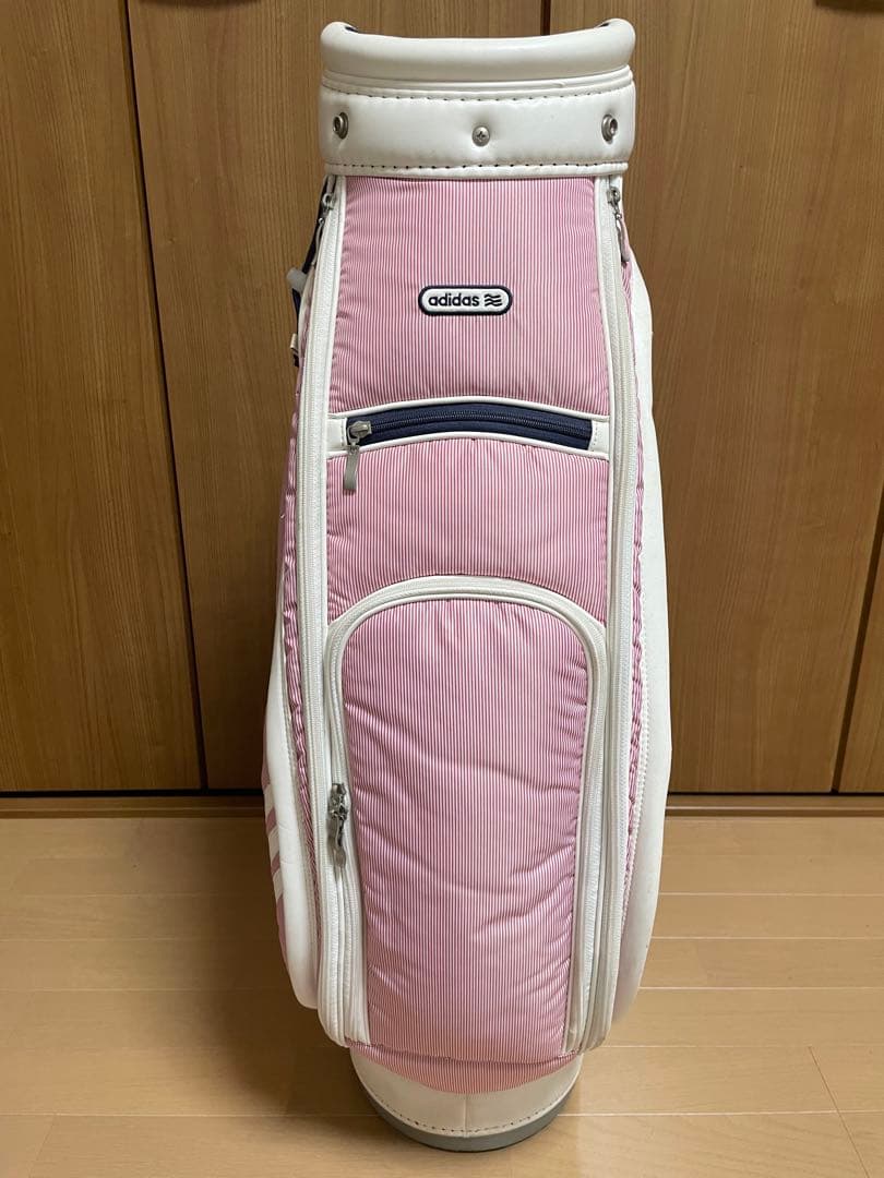 adidas ピンク キャディバッグ　ストライプ