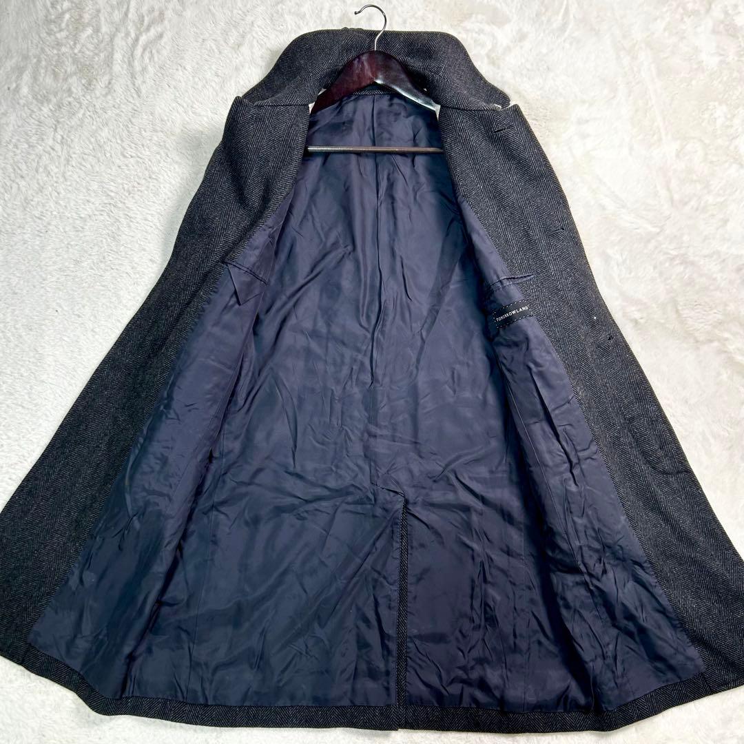 TOMORROWLAND カシミヤ 牛革 ステンカラーコート ヘリンボーン柄