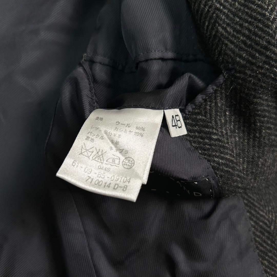 TOMORROWLAND カシミヤ 牛革 ステンカラーコート ヘリンボーン柄