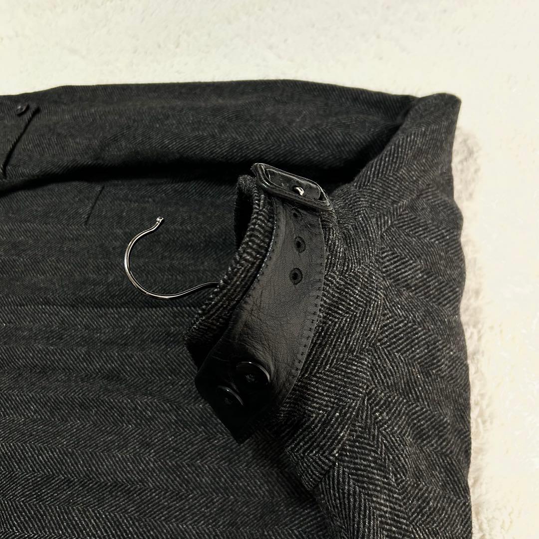 TOMORROWLAND カシミヤ 牛革 ステンカラーコート ヘリンボーン柄