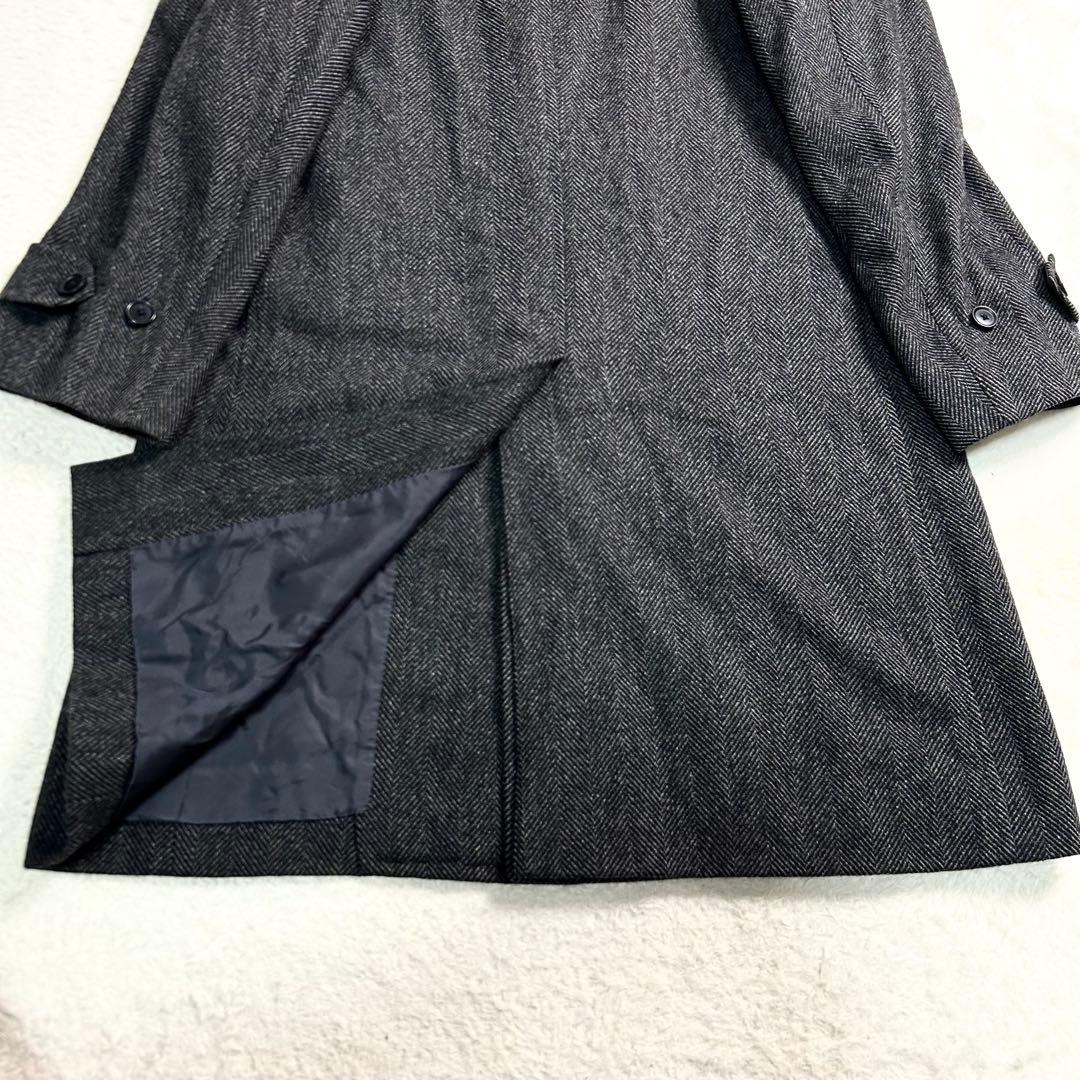 TOMORROWLAND カシミヤ 牛革 ステンカラーコート ヘリンボーン柄