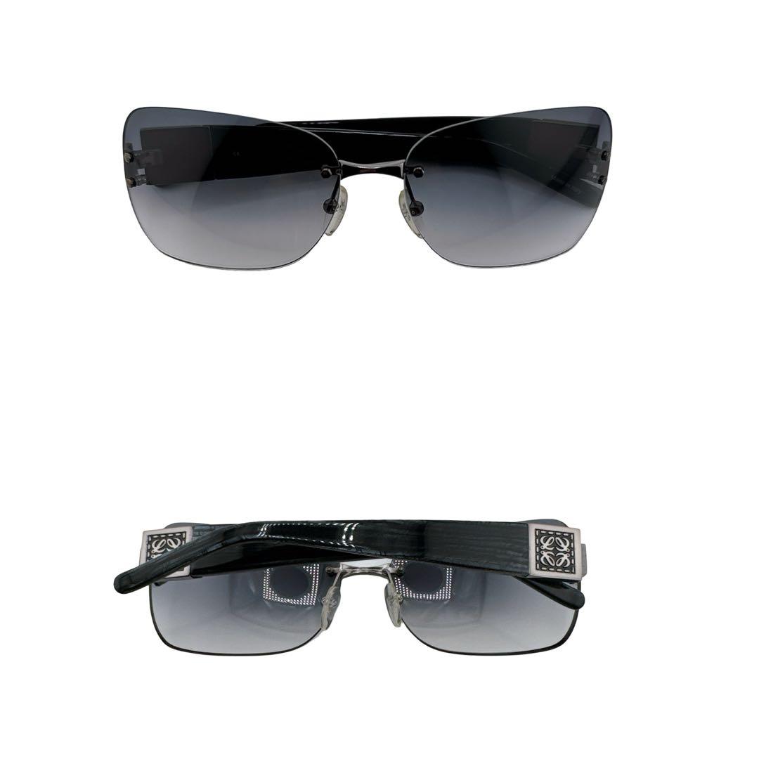 ロエベ 度なし リムレス アナグラム サングラス グレー シルバー ブラック 黒