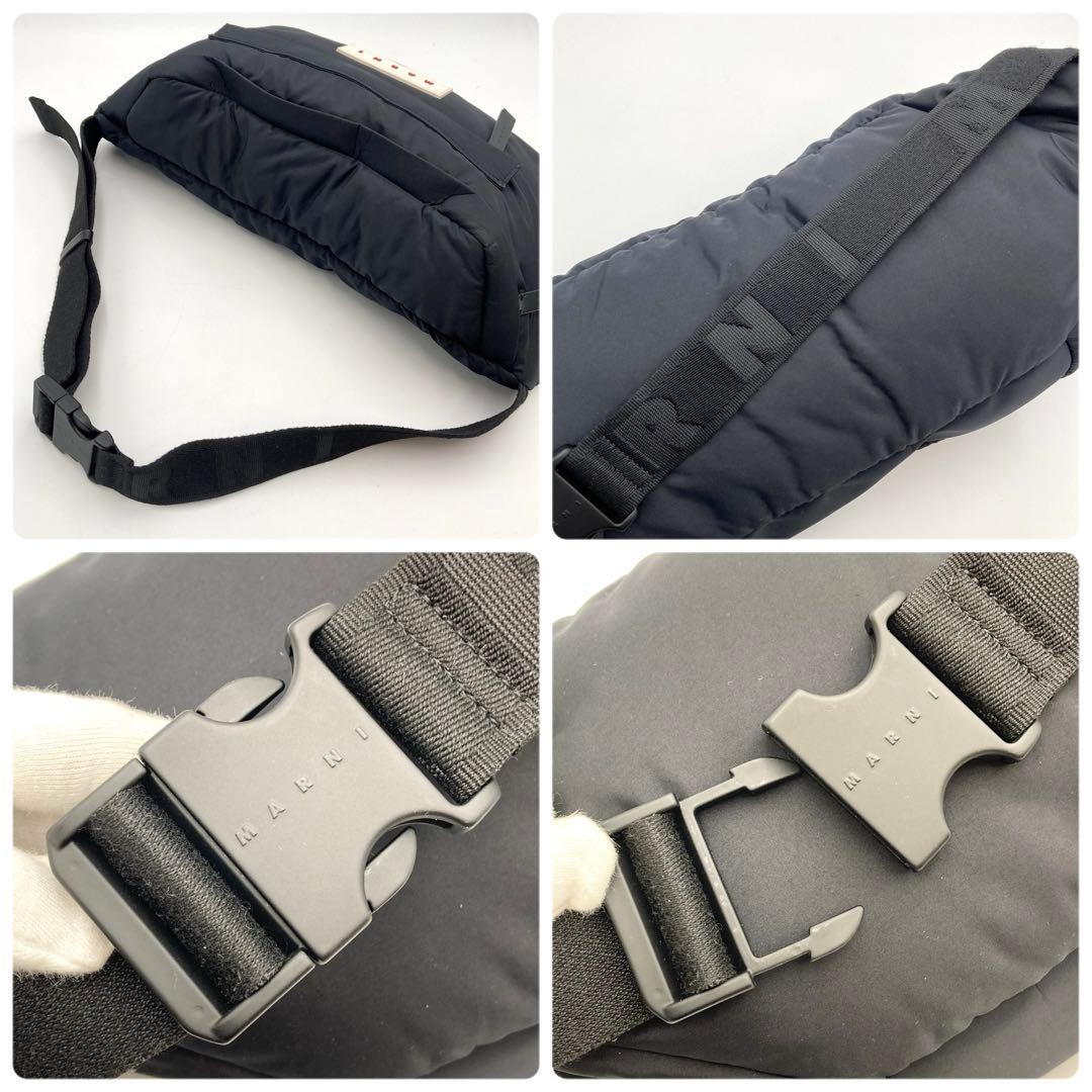 現行！レア✨ MARNI パフ バムバッグ ボディバッグ ナイロン 黒 ロゴタグ