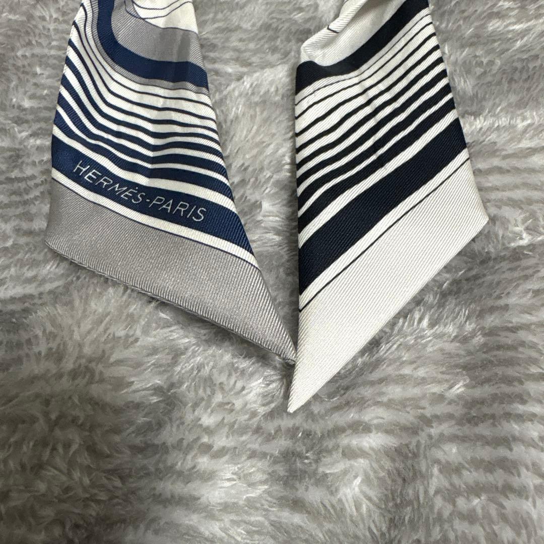 エルメスツイリー　EX-LIBRIS ホワイト/ネイビー