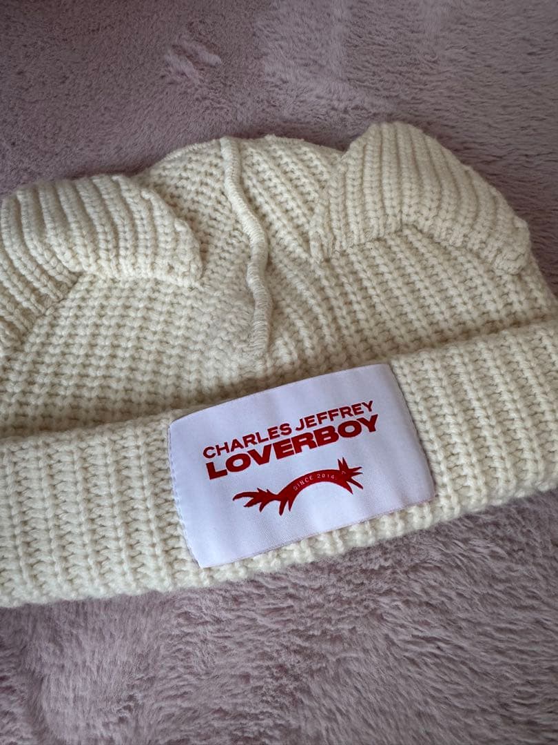 CHARLES JEFFREY LOVERBOY 猫耳ニット帽 ラバーボーイ 白