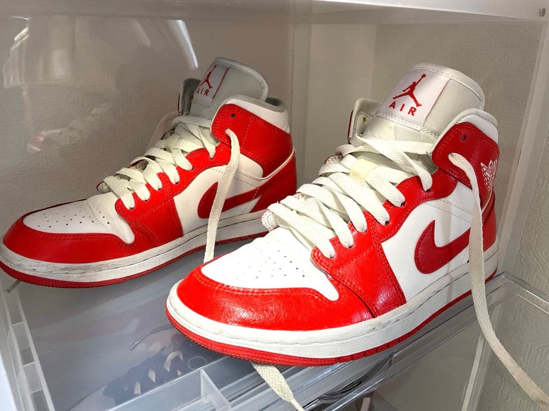 NIKE Air Jordan 1 Mid \ホワイト/ハバネロレッド\ NIKE AIR JORDAN1