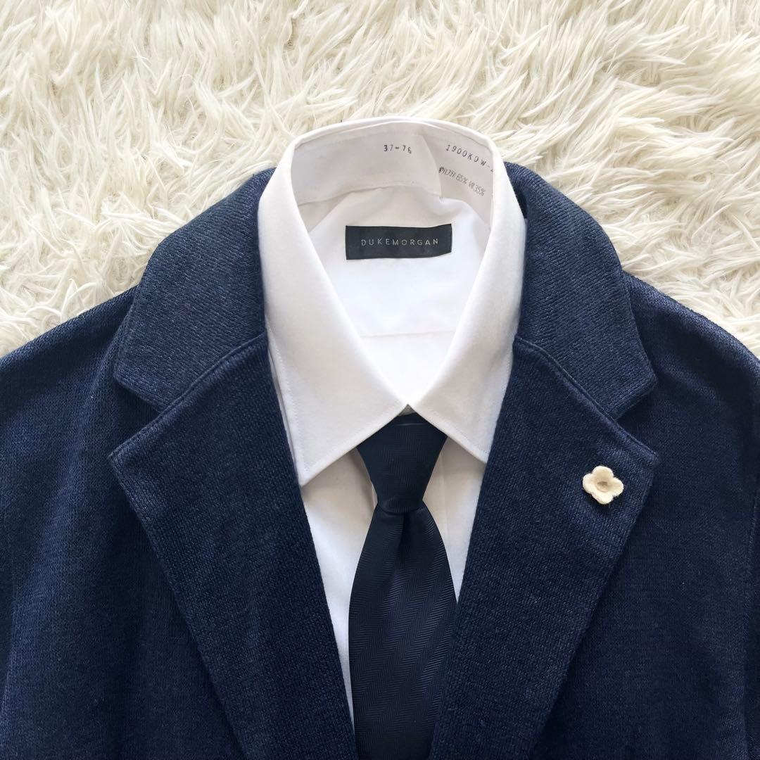<美品> LARDINI 新ロゴ ネイビー ニット ジャケット サイズ S