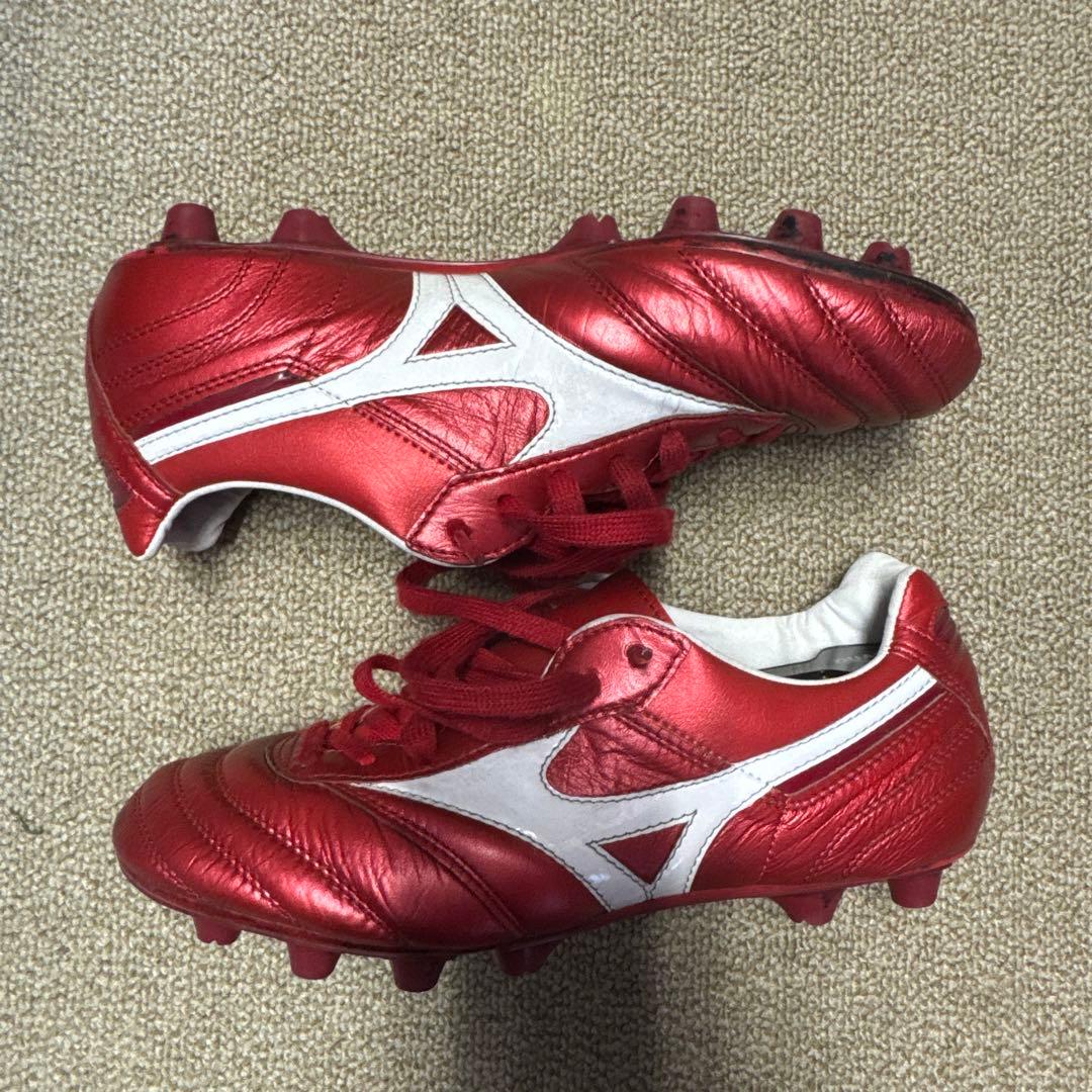 ミズノ モレリア2 パッションレッド 滑り止め加工済み 25センチ