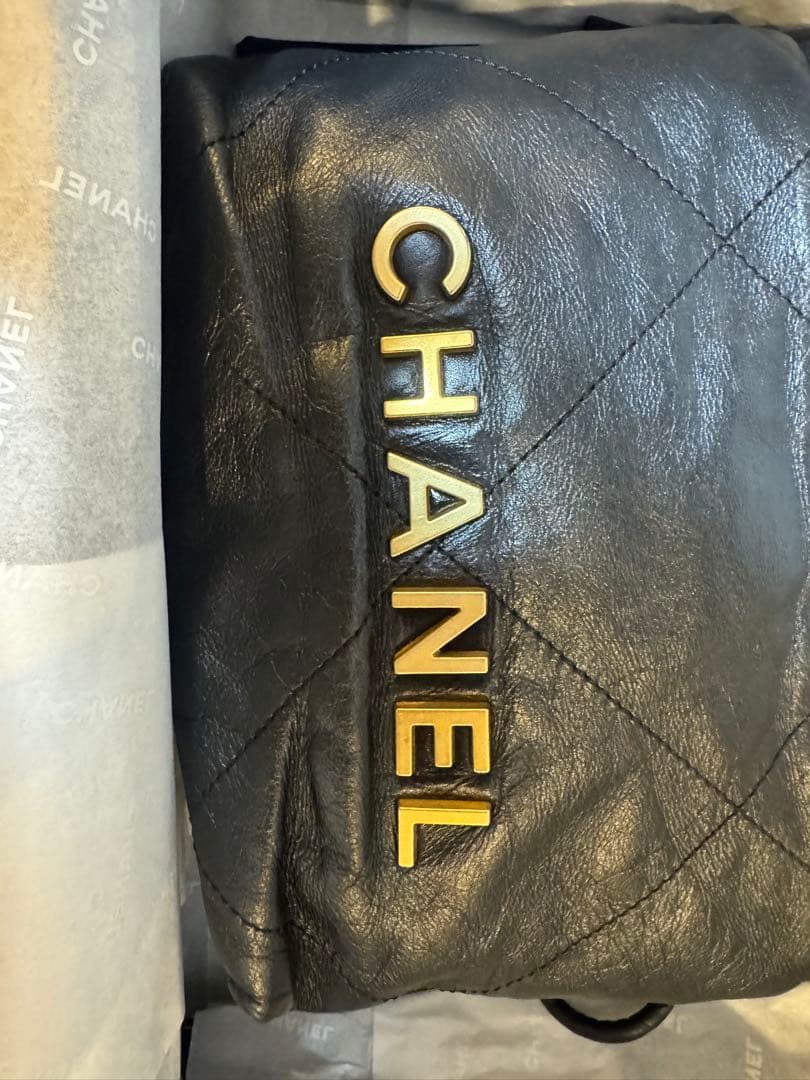 レシート有 美品】CHANEL 22 ミニ ブラック ゴールド金具 - メルカリ