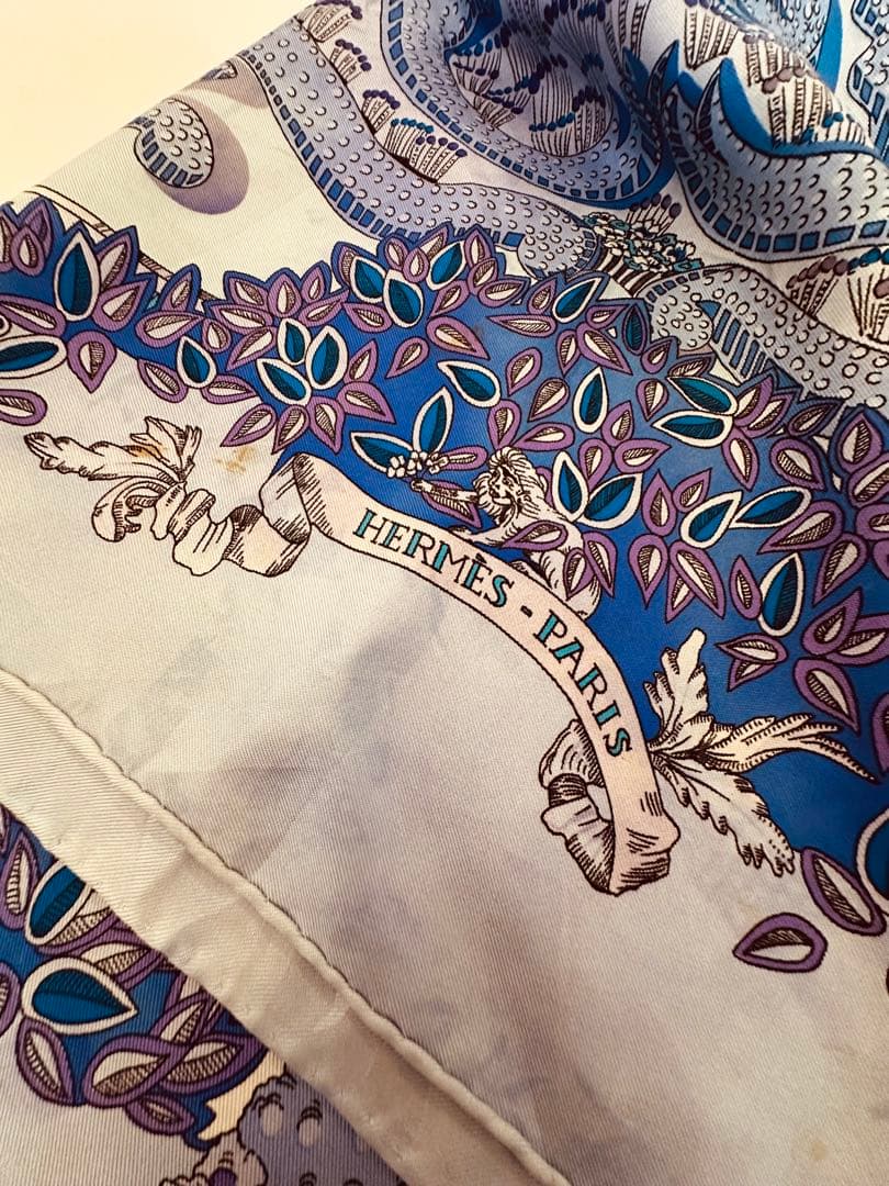 8101HERMESカレ90LEPARADISDU ROY王の楽園シルクスカーフ