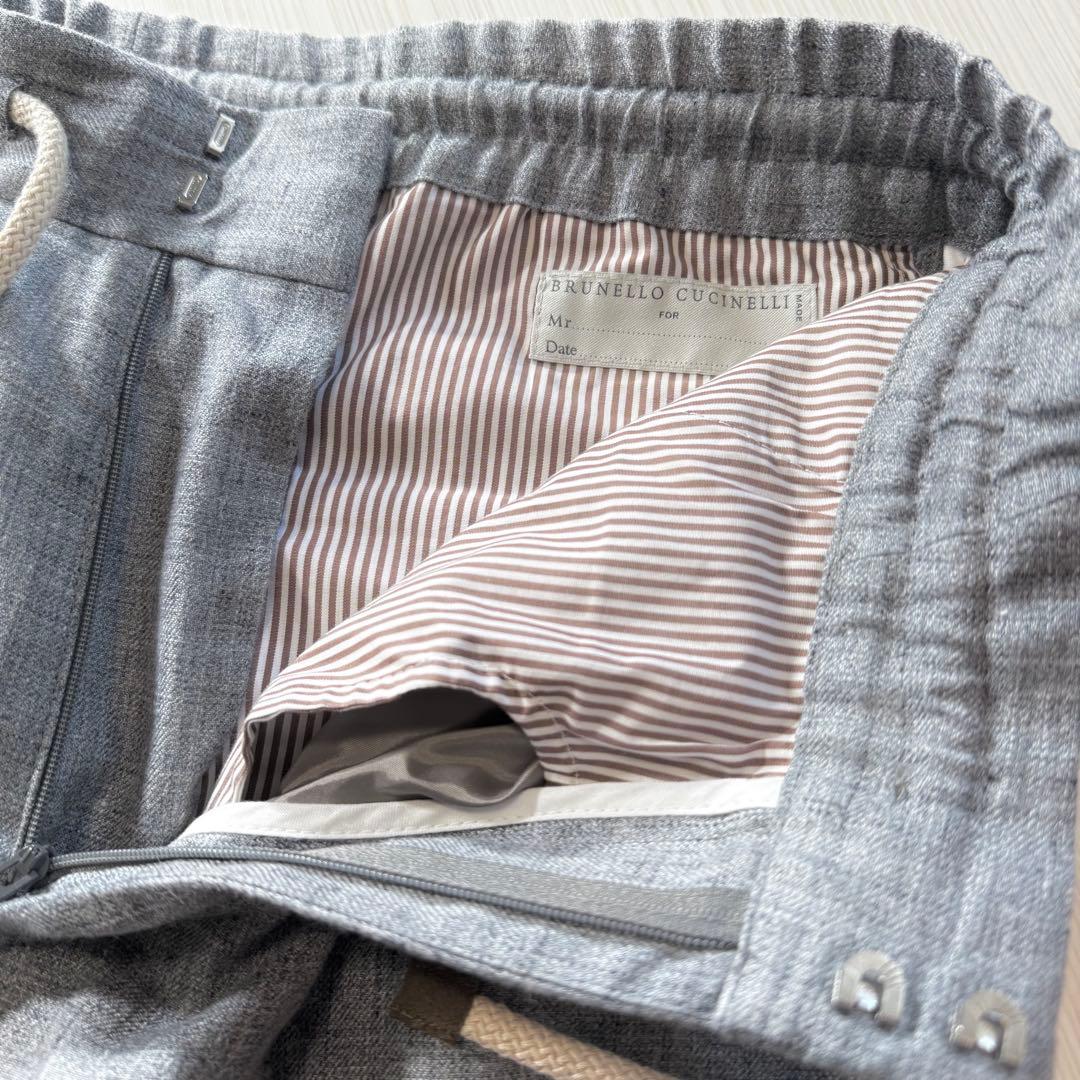 P89★美品★22SS★極上リネン100% ドローコードパンツ ブルネロクチネリ