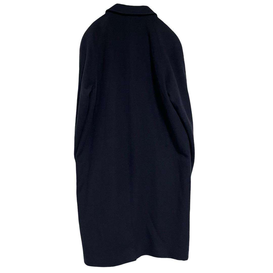 カシミヤ100%×大きいサイズ】マキシ丈比翼チェスターコート 濃紺 XL