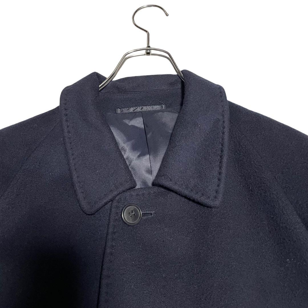 カシミヤ100%×大きいサイズ】マキシ丈比翼チェスターコート 濃紺 XL