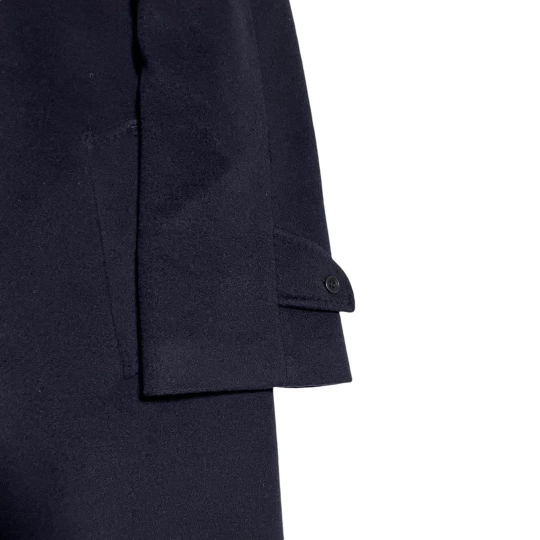 カシミヤ100%×大きいサイズ】マキシ丈比翼チェスターコート 濃紺 XL
