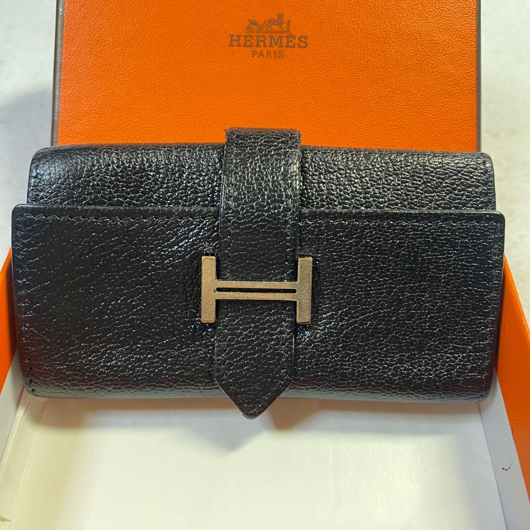 ポロ☆エルメス キーケース ベアン ブラック シルバー金具