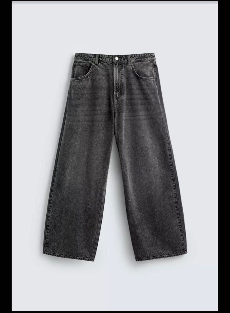 ZARA バギーフィットデニムパンツ グレー EU34(JP28) - メルカリ