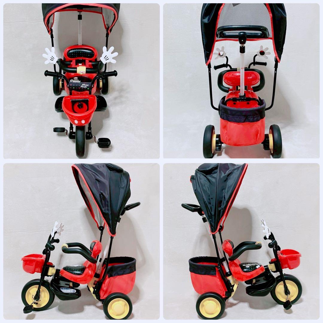 IDES ミッキー 三輪車 カーゴサンシェード 押し棒付き ガード付き