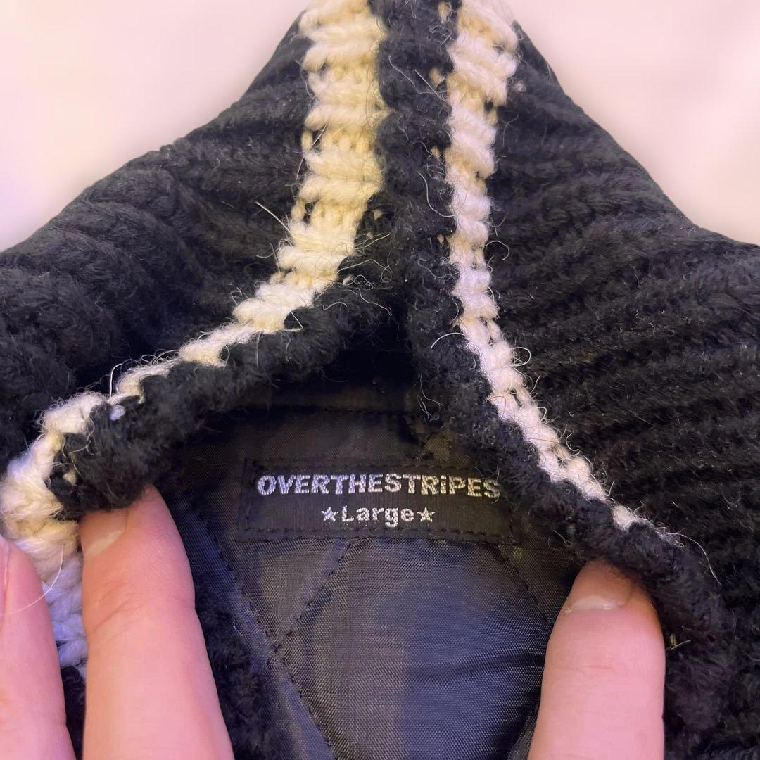 L OVER THE STRIPES 袖レザー スタジャン