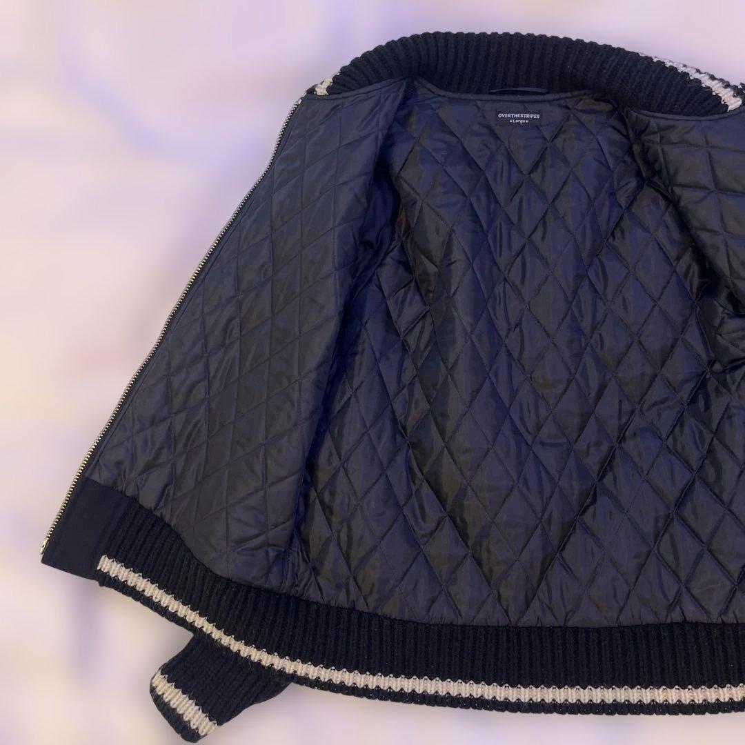 L OVER THE STRIPES 袖レザー スタジャン