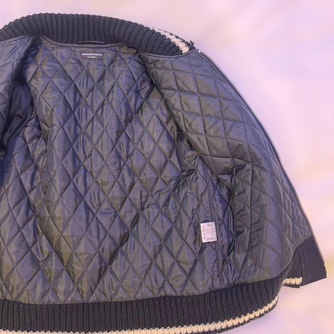 L OVER THE STRIPES 袖レザー スタジャン