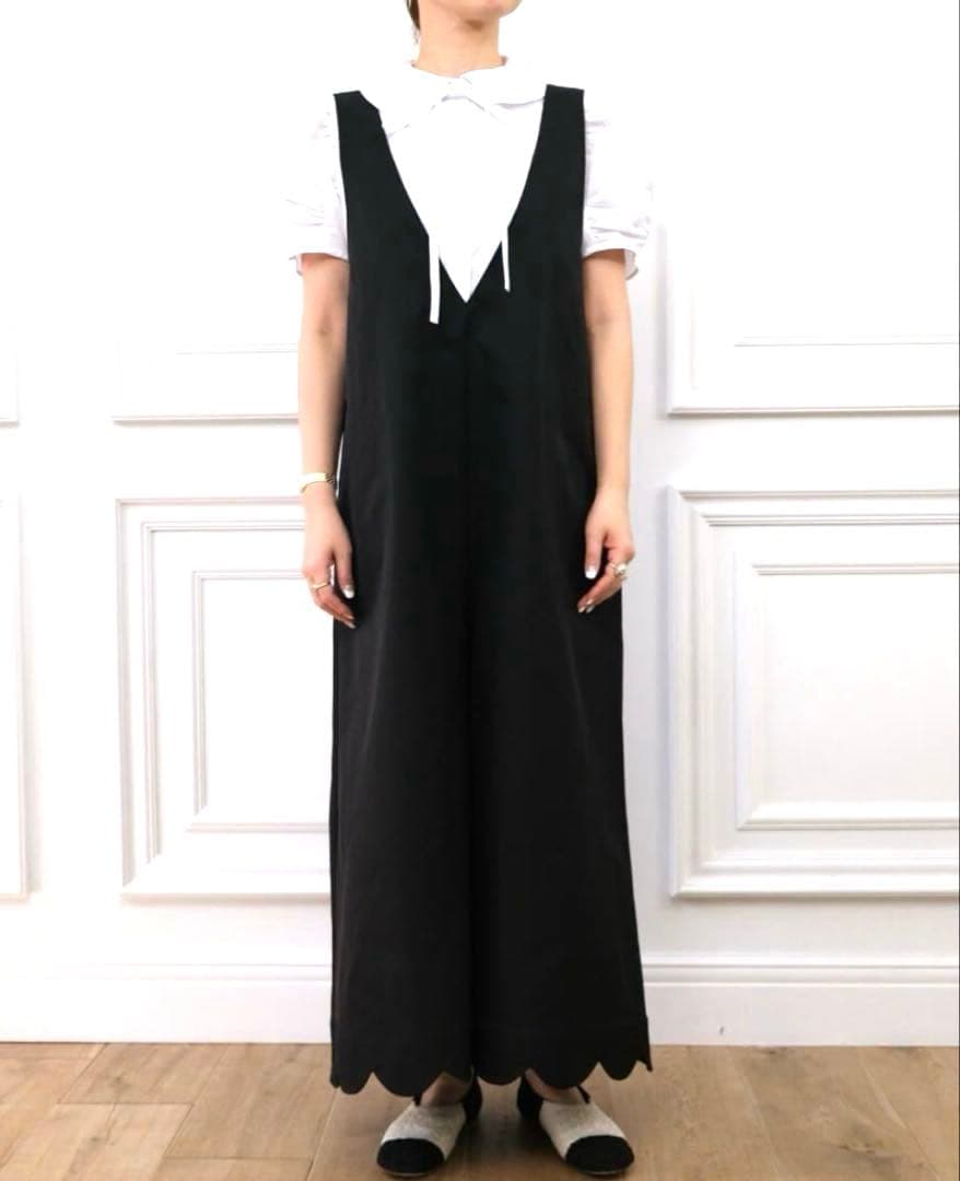 アンミヌ UNMINOU スカラップオールインワン　黒　ブラック