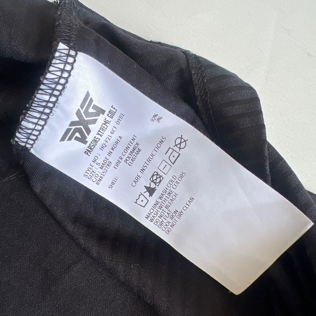PXG ピーエックスジー　ポロシャツ　メンズ　ストレッチ　ロゴ　ブラック　黒　S