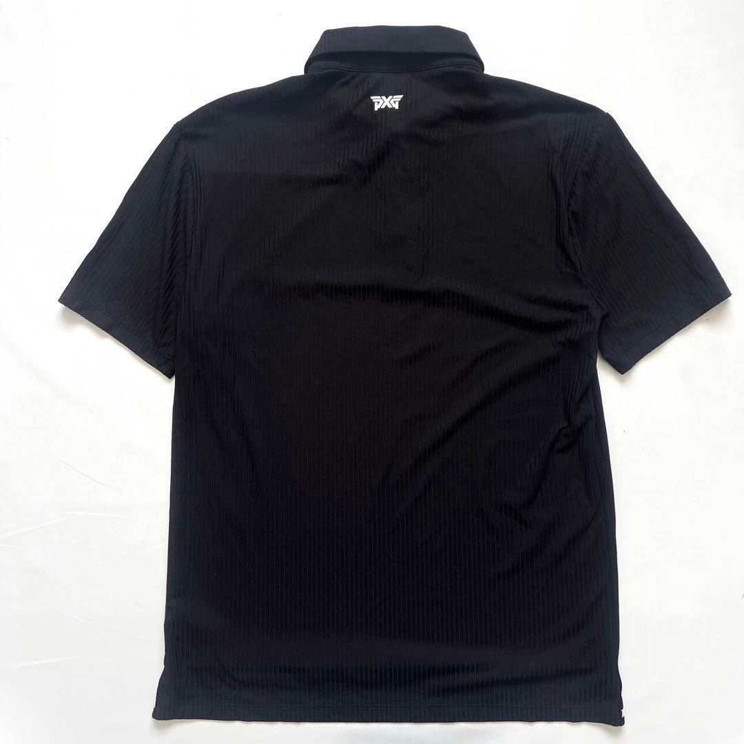 PXG ピーエックスジー　ポロシャツ　メンズ　ストレッチ　ロゴ　ブラック　黒　S