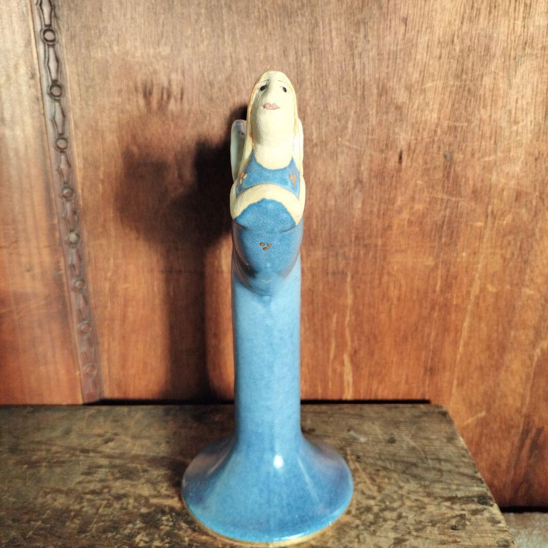 レア　リサラーソン　天使エンジェル　キャンドルホルダー　ろうそく立て　ブルー