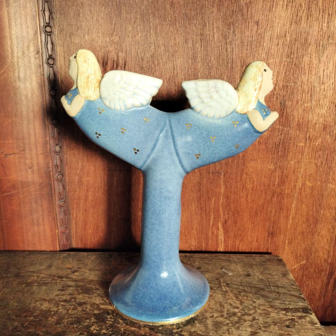 レア　リサラーソン　天使エンジェル　キャンドルホルダー　ろうそく立て　ブルー