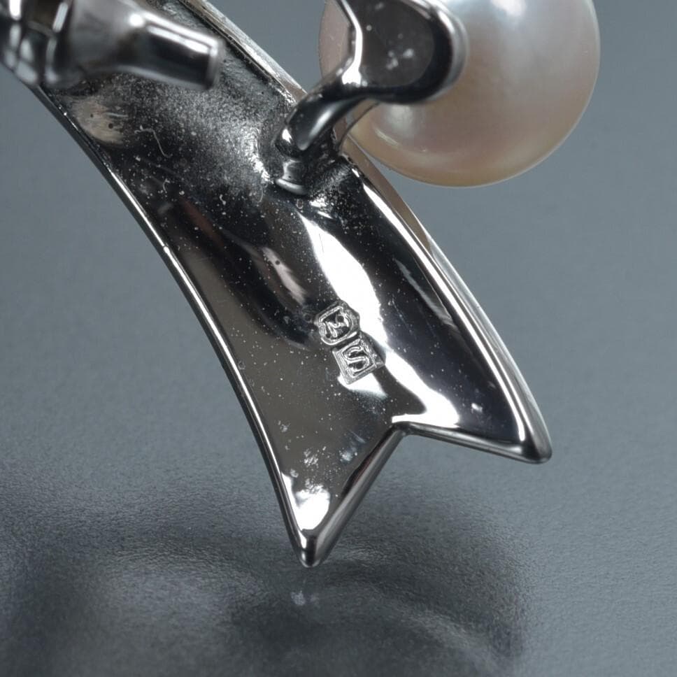 美品 ミキモト アコヤ真珠 ブローチ シルバー S刻印パール約6.4～4.5mm