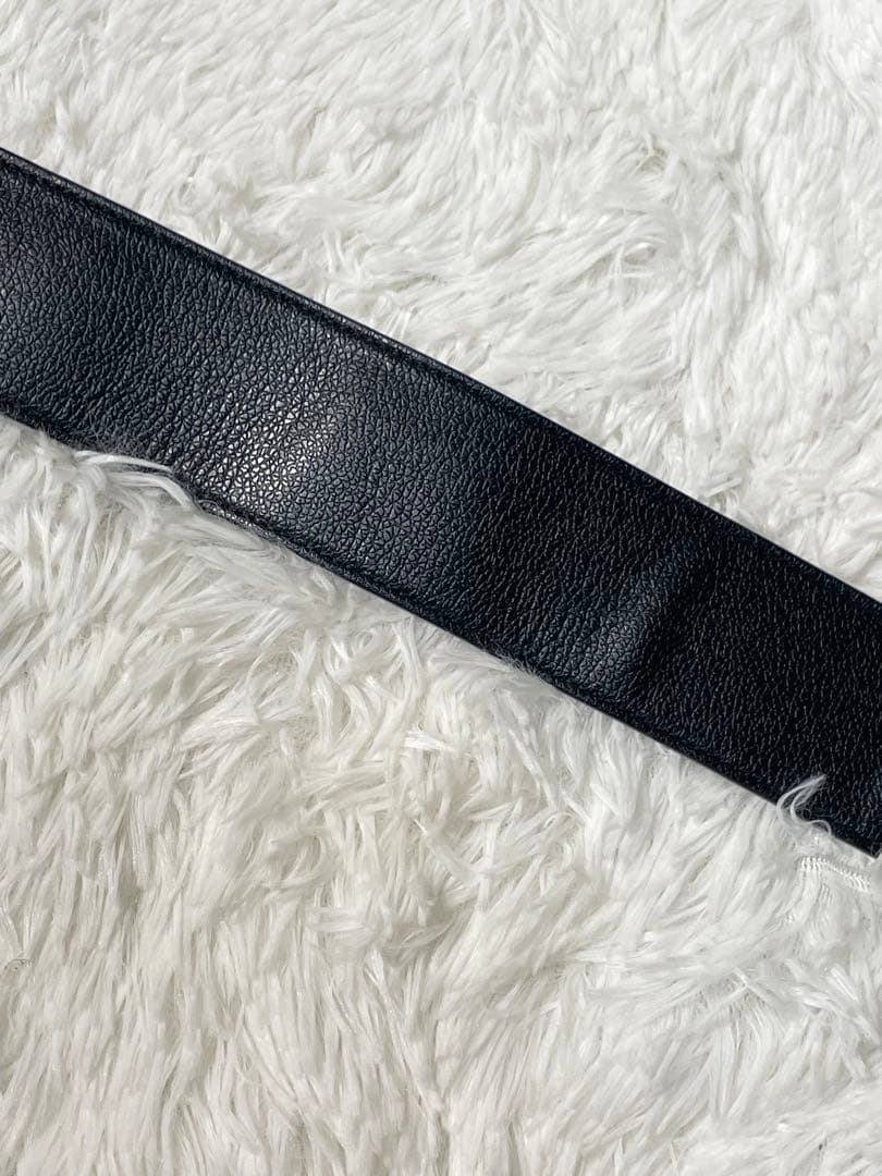 BVLGARI 本革 太ベルト ブラック シルバー金具 ロゴバックル