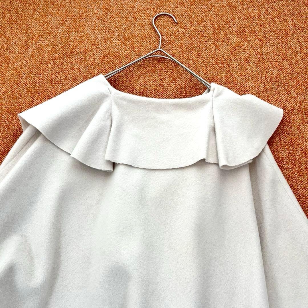 シズカコムロ 美品✨ フリルビックカラー ポンチョ 上質ウール100 ふんわり