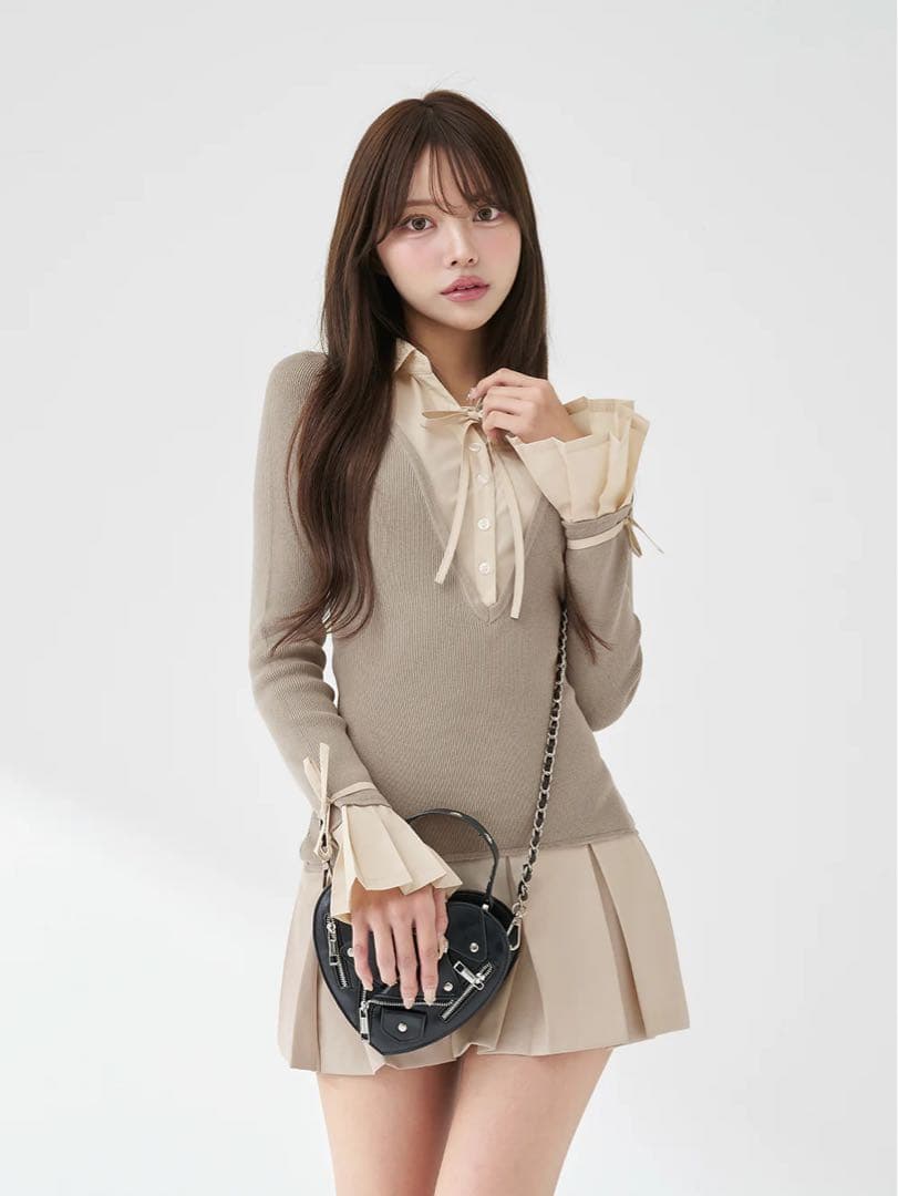 Darich シャツドッキングプリーツミニワンピース - メルカリ