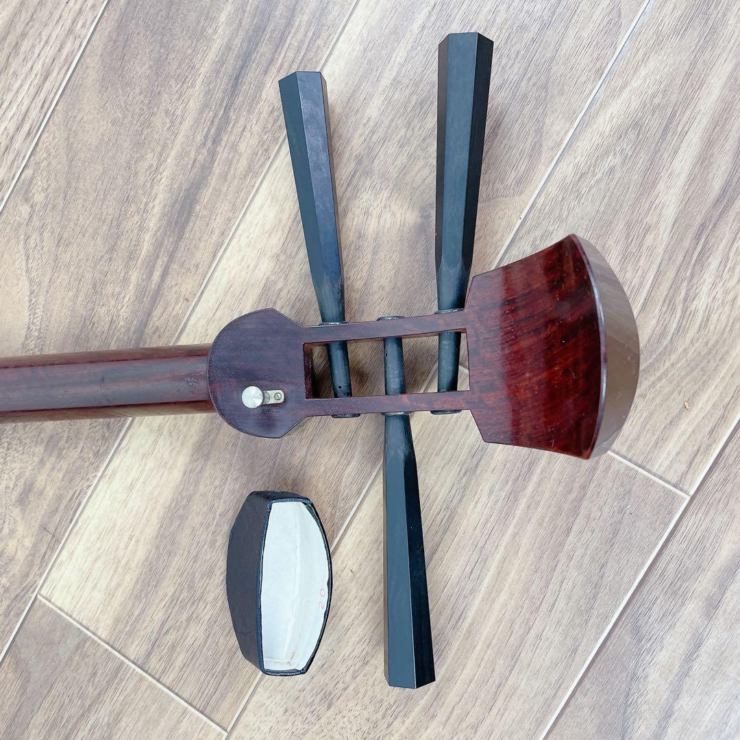 三味線 中棹 2本溝 金細 トチ入り 紅木 子持ち綾杉胴 k9 和楽器