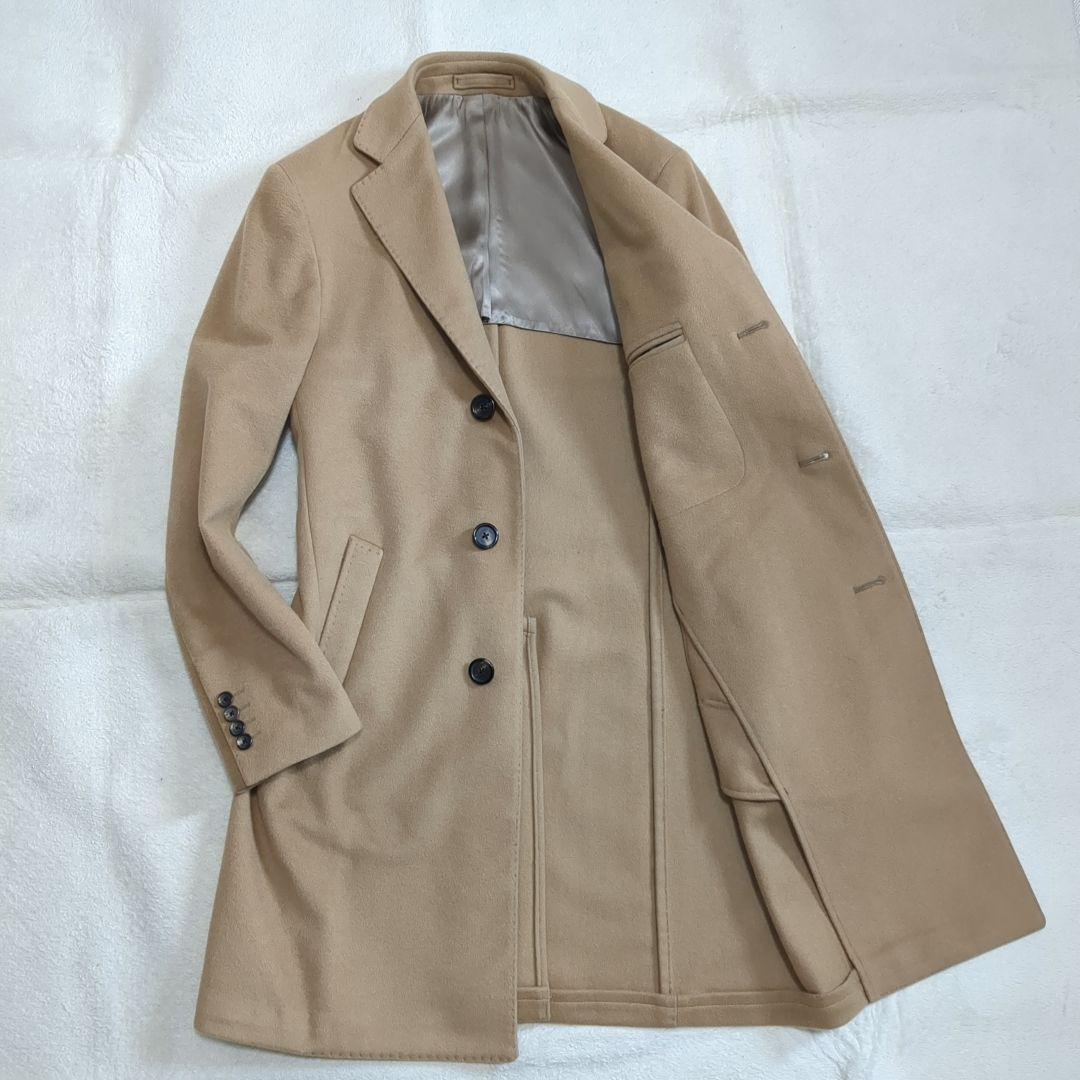 美品 ラルディーニ チェスターコート カシミヤ混 ブートニエール 46