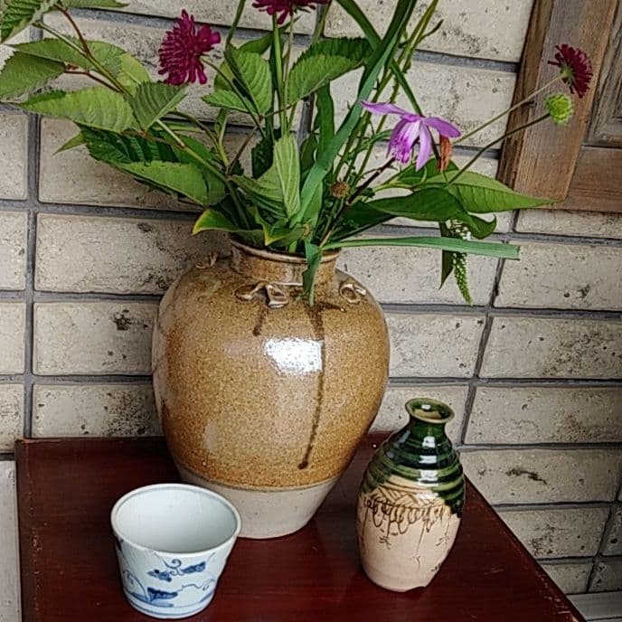 信楽(しがらき)*四耳(しじ)茶壺」焼小壺(高さ20cm)