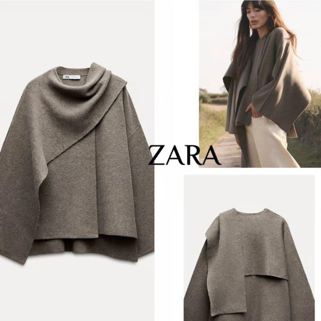 ZARA スカーフ付きニットケープ S - メルカリ