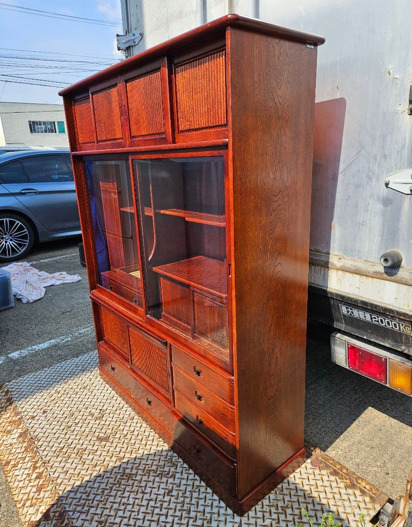 ヴィンテージ karimoku カリモク家具 欅の水屋箪笥 食器棚 茶箪笥