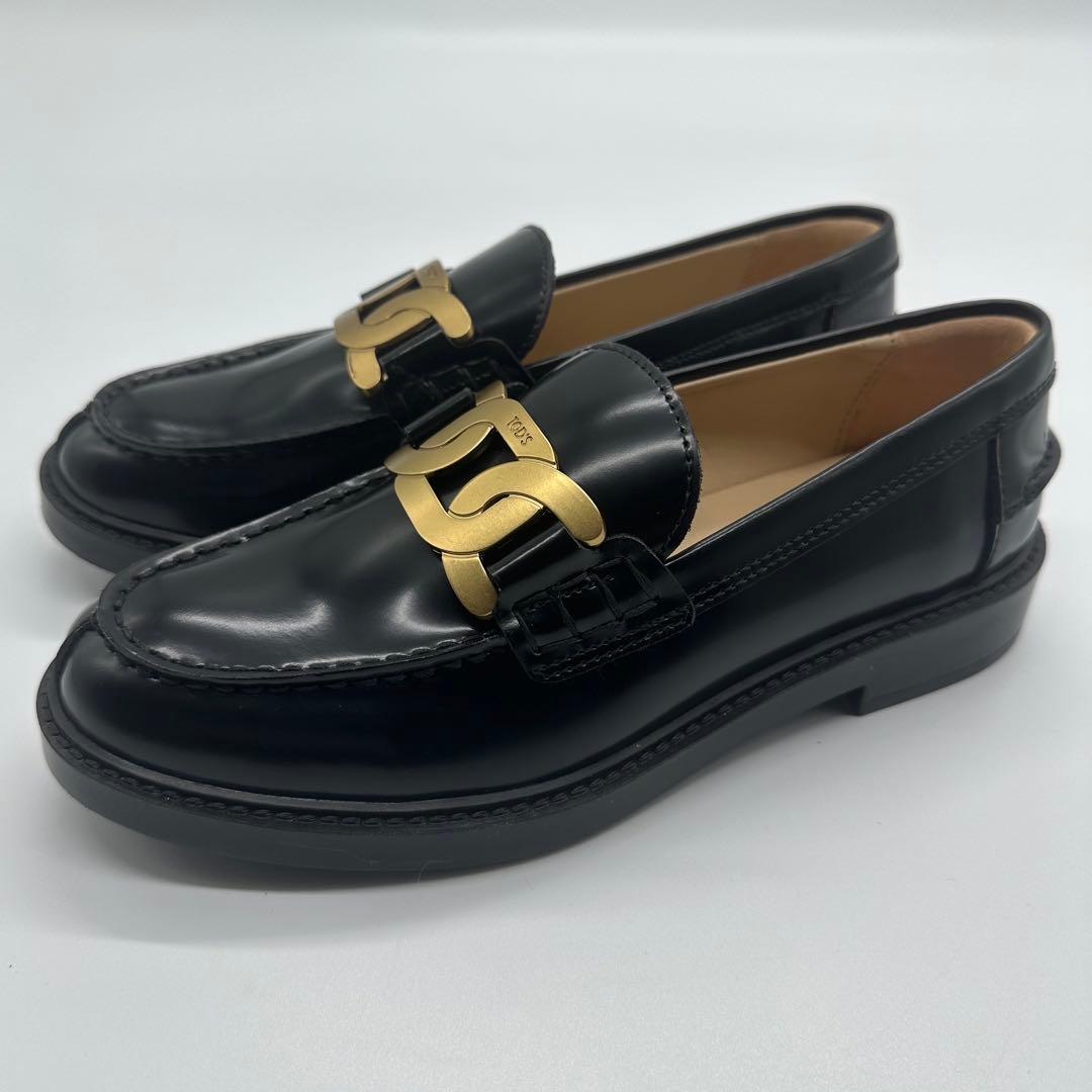 トッズケイトローファー 36 チェーン金具ブラックレザー