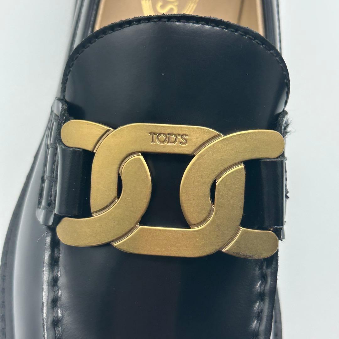 トッズケイトローファー 36 チェーン金具ブラックレザー