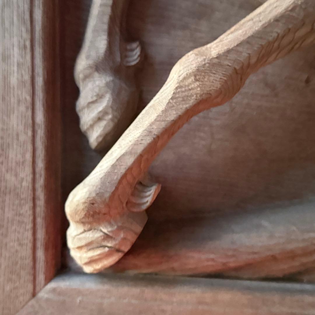 C様へ感謝お嫁入り‼️迫真の総欅彫刻装飾「天馬」 欄間 壁かけ 木彫