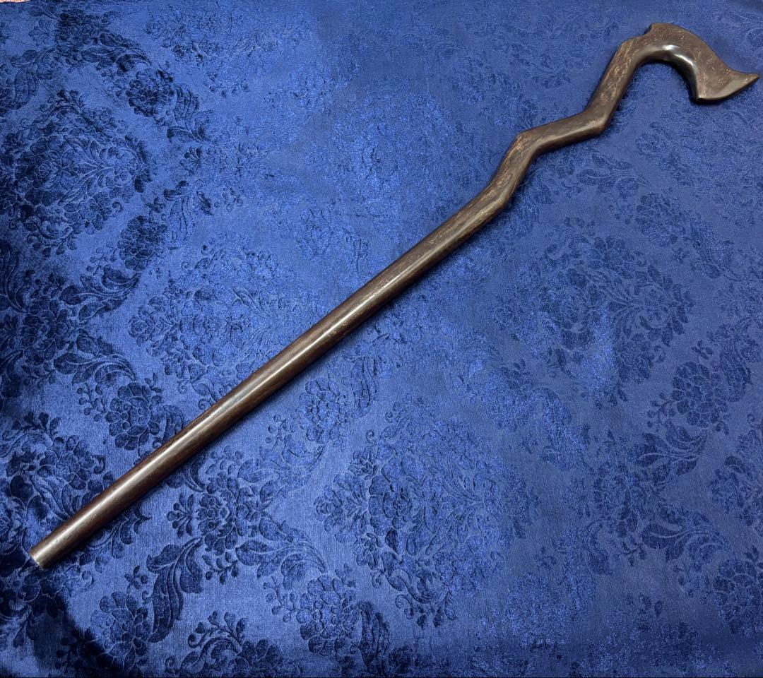 高級天然木マカウッドの杖稲妻型　ステッキ・トレッキングポール