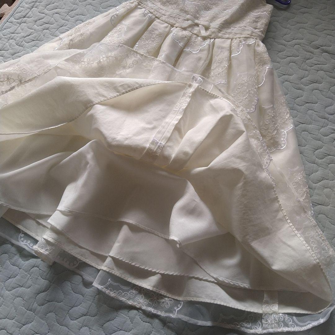 専用　美品　トッカバンビーニ　ドレス　 刺繍　アイボリー　120　クロスリボン