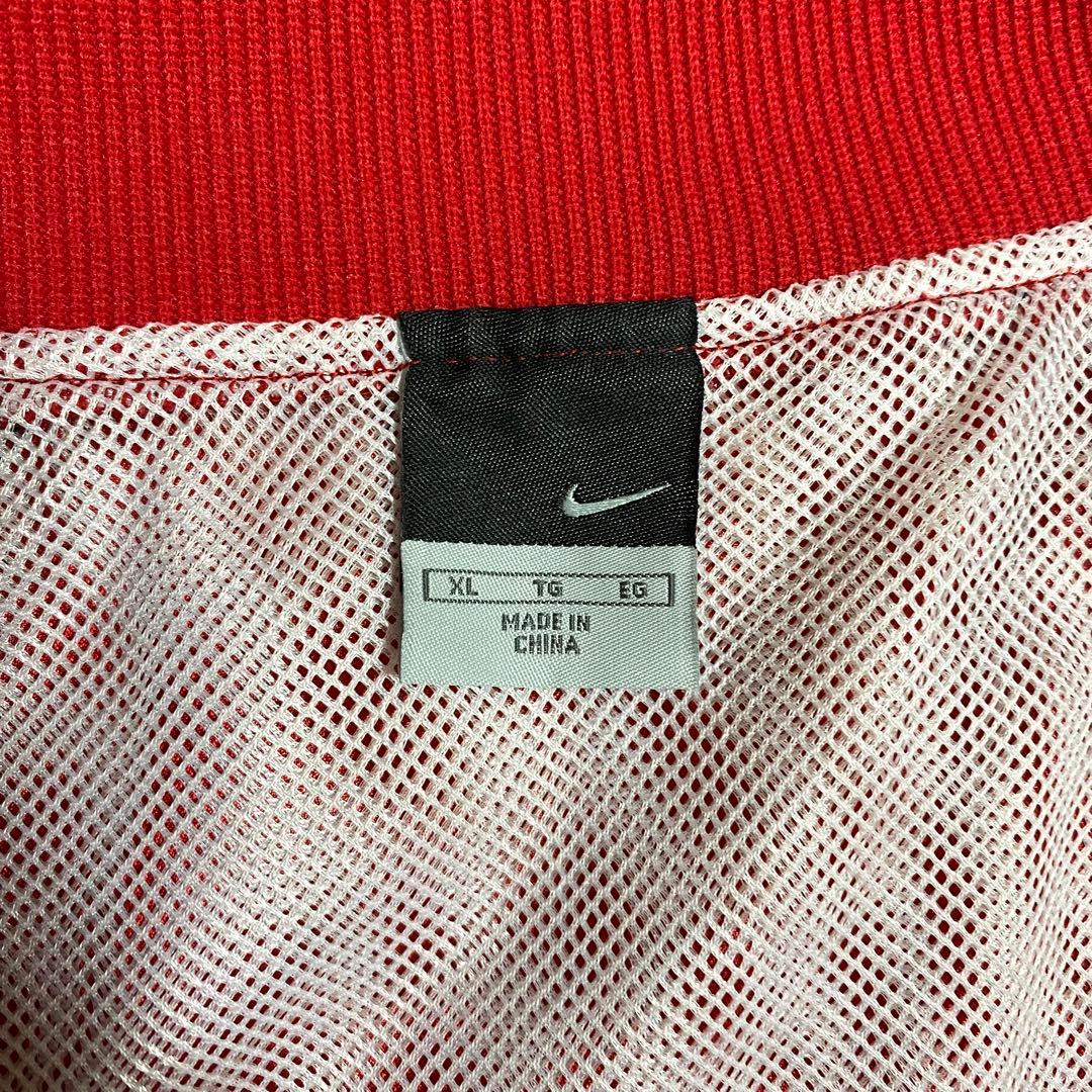 ナイキ　ナイロンジャージ　Y2K　セットアップ　トレーニング　刺繍　赤　黒　XL