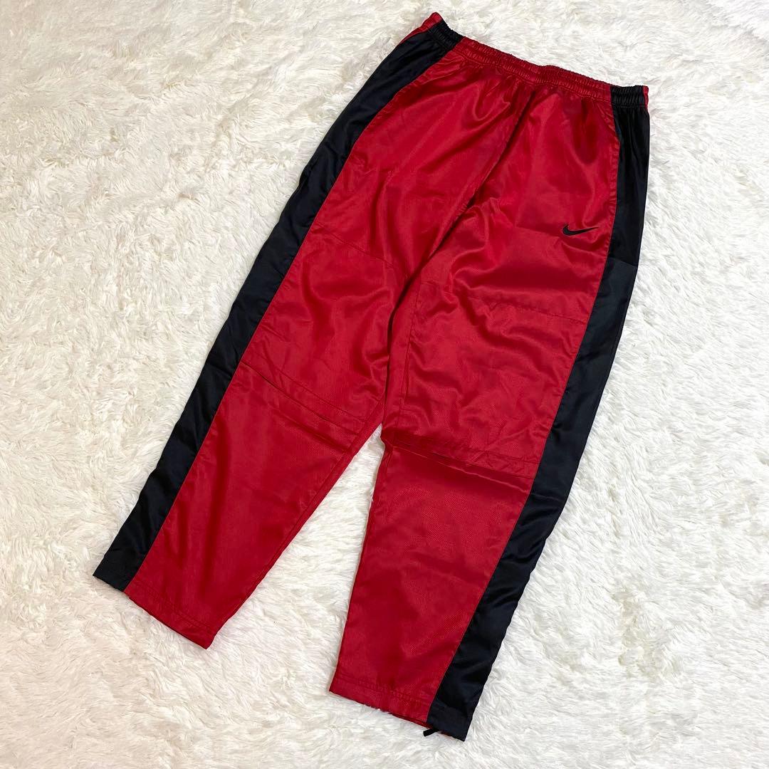 ナイキ　ナイロンジャージ　Y2K　セットアップ　トレーニング　刺繍　赤　黒　XL