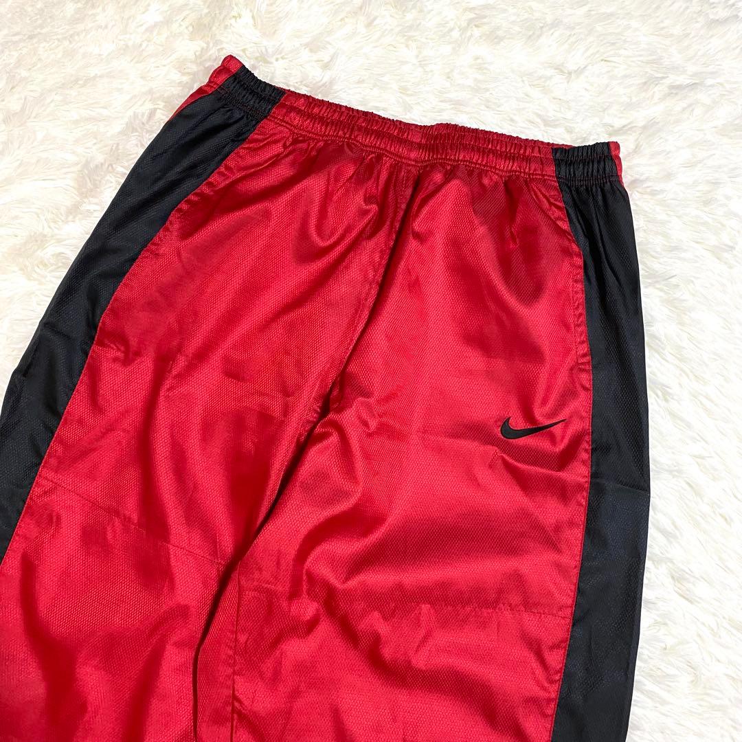 ナイキ　ナイロンジャージ　Y2K　セットアップ　トレーニング　刺繍　赤　黒　XL