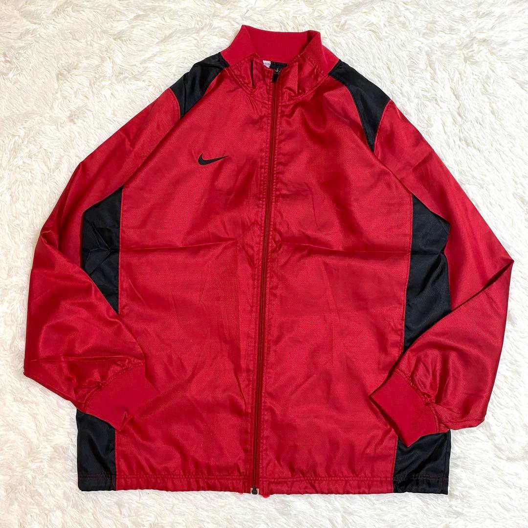 ナイキ　ナイロンジャージ　Y2K　セットアップ　トレーニング　刺繍　赤　黒　XL