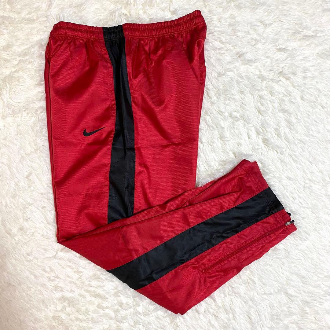 ナイキ　ナイロンジャージ　Y2K　セットアップ　トレーニング　刺繍　赤　黒　XL