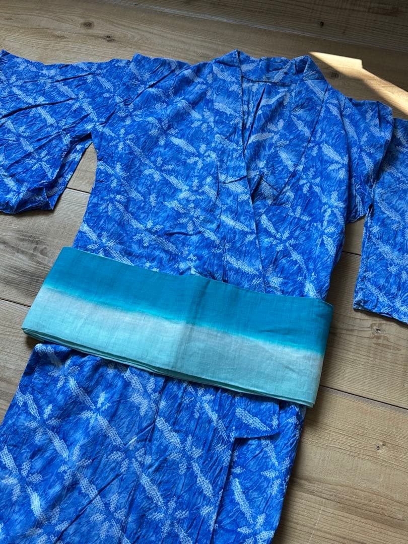 ギースー　有松絞り　ゆかた　浴衣・帯セット　美品